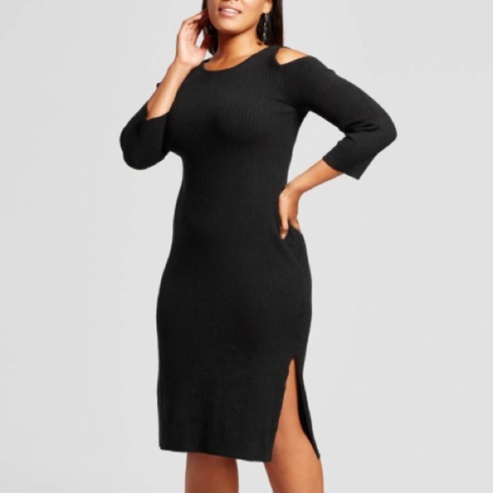Mossimo Cutout Shoulder and Slit Black Dress